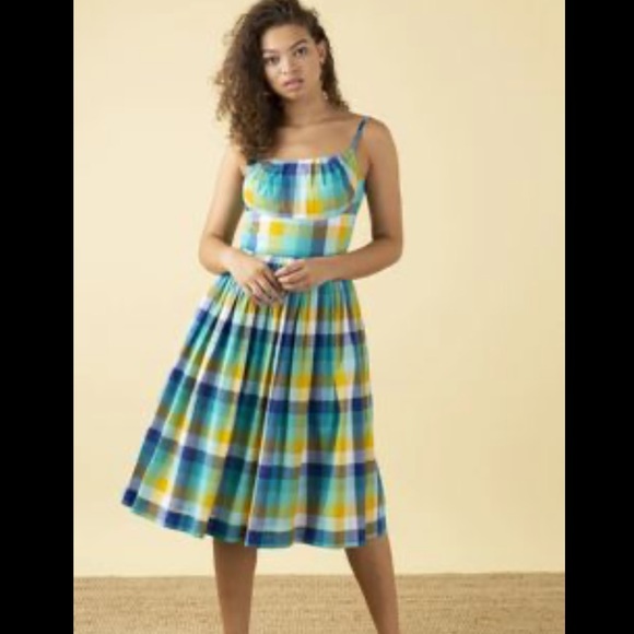 Emily and Fin Enid Dress in Côte d’Azur Blue Plaid - Picture 2 of 8
